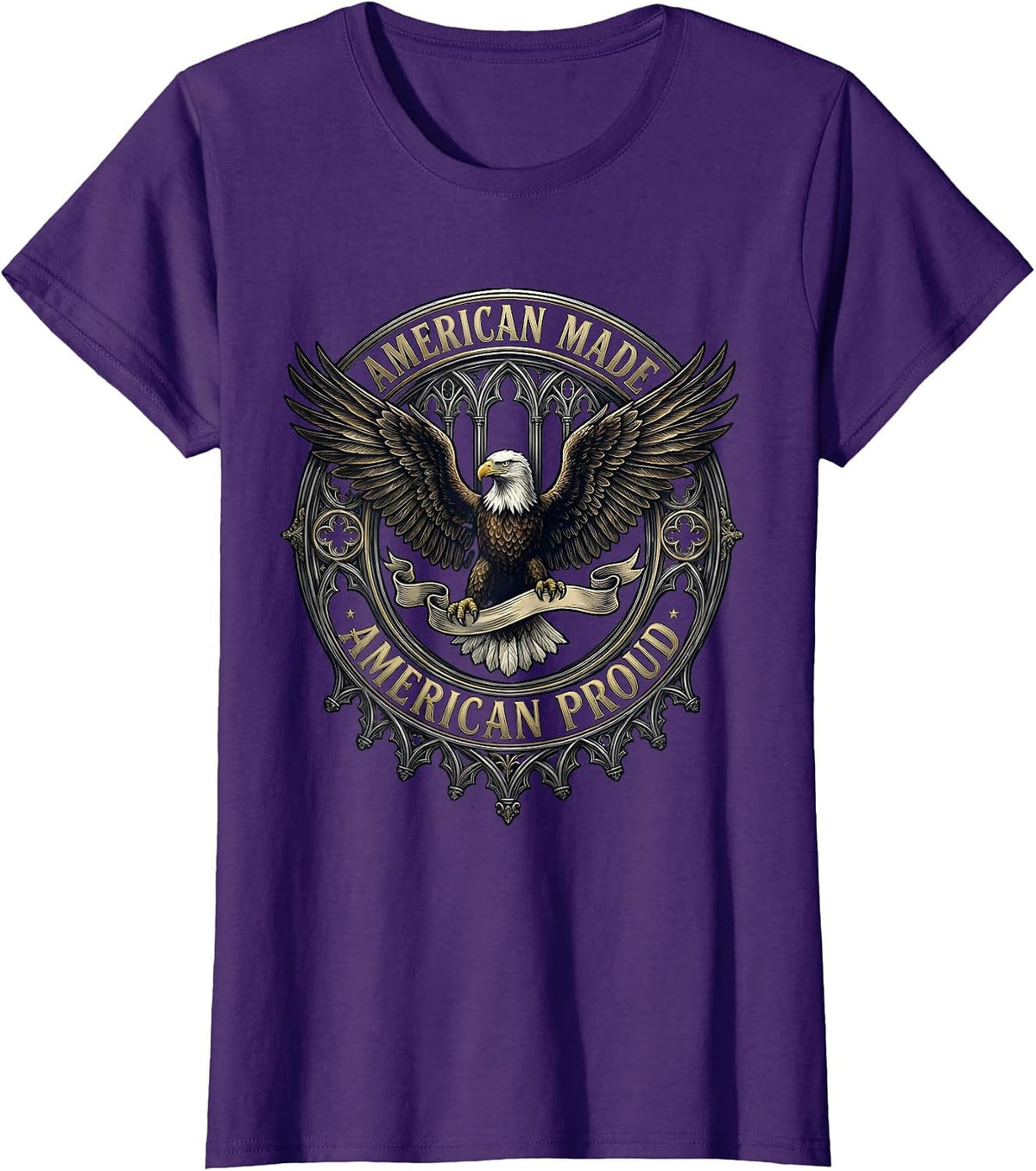 Women's American Made American Proud Patriotic Design T-Shirt - Purple
