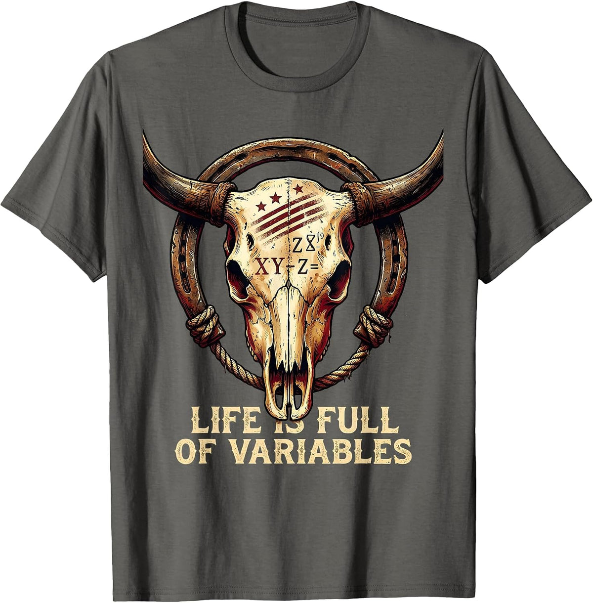 Life Is Full Of Variables Math Teacher Design T-Shirt - Asphalt Grey