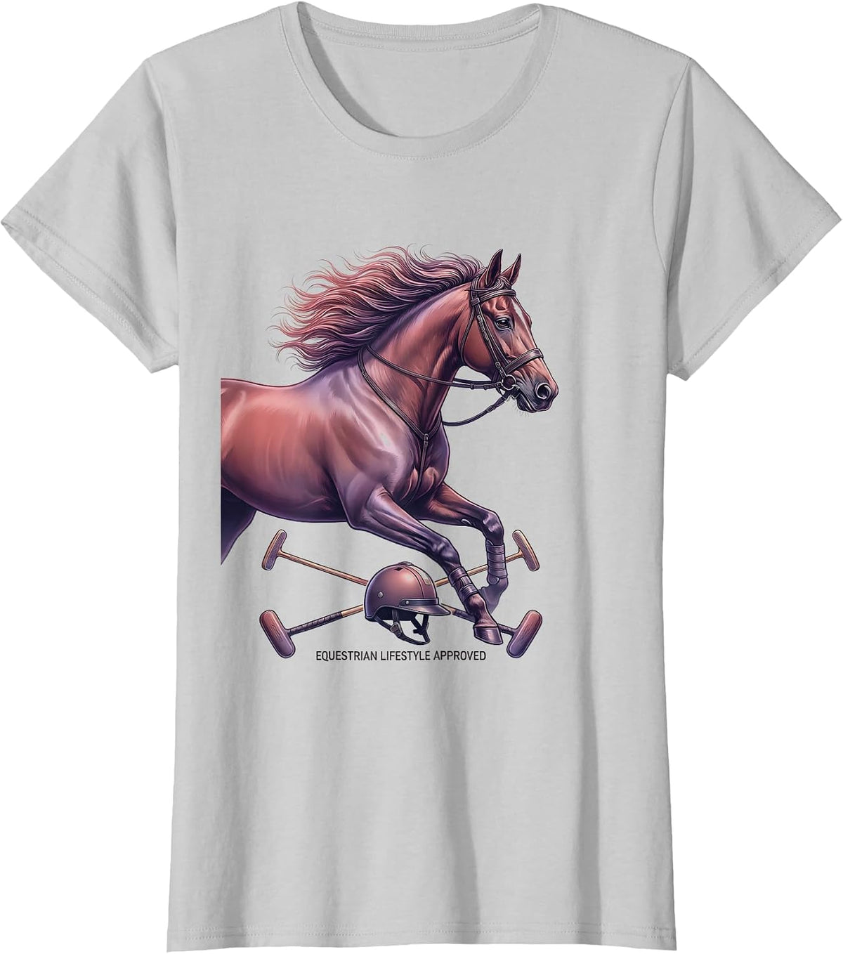 Equestrian Lifestyle Approved Preppy Design T-Shirt - Silver Grey