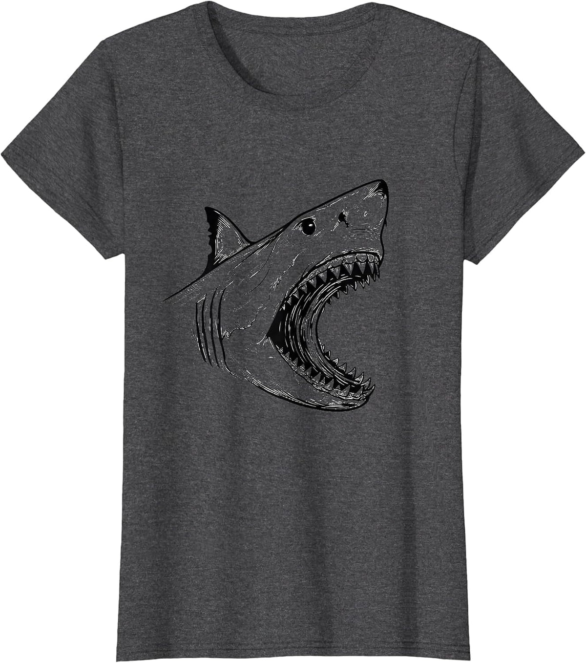 Women's Shark Jaw Line Art Funny Halloween Costume T-Shirt - Dark Heather Grey