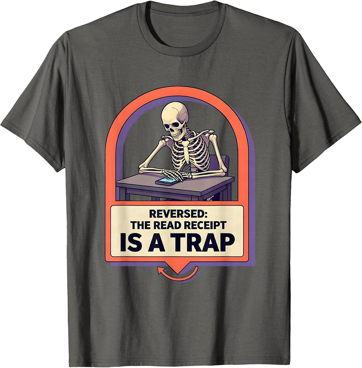 Men's Reversed The Read Receipt Is A Trap Funny Tarot Card T-Shirt - Asphalt Grey