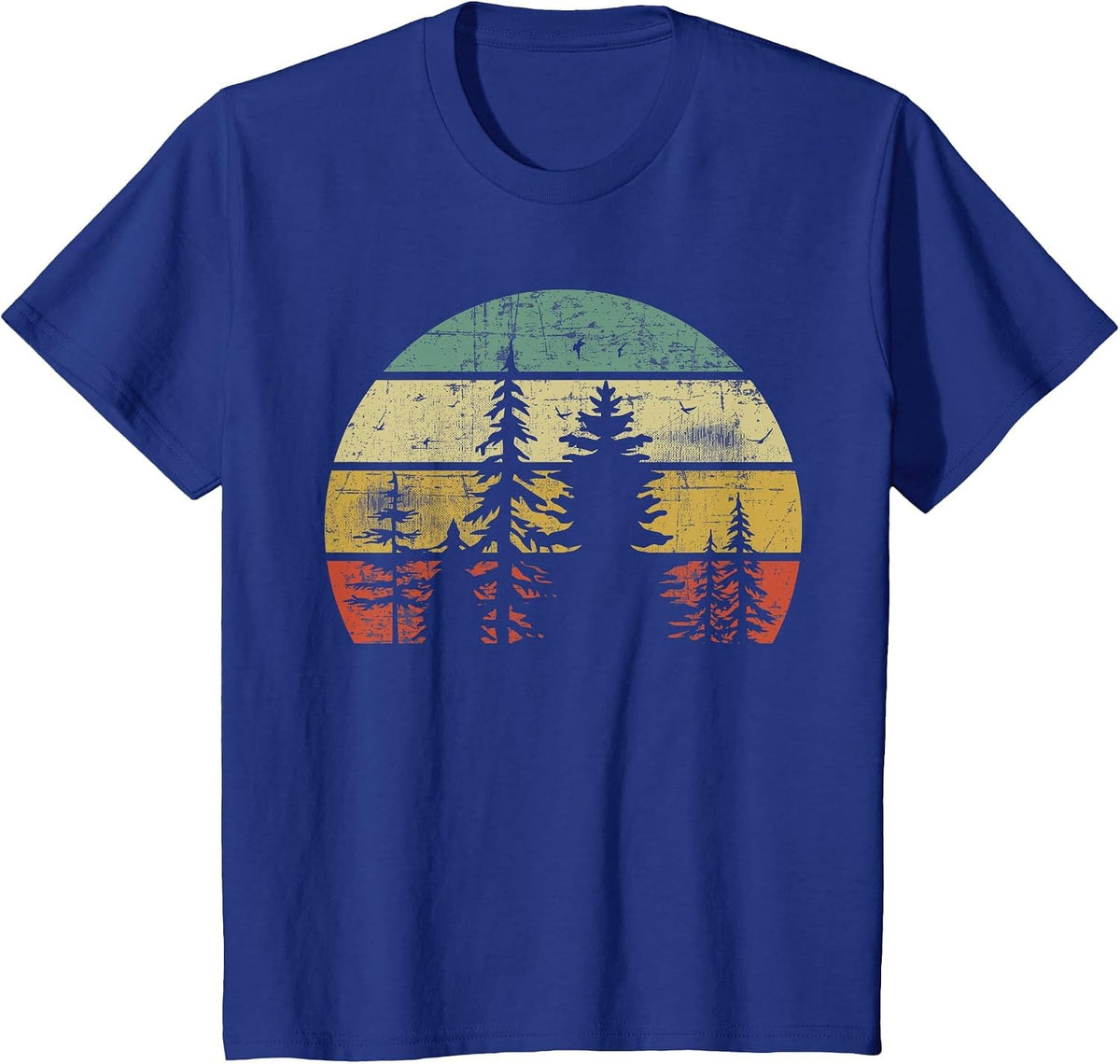 Retro Wildlife Trees Outdoors Nature Forest T-Shirt - Royal Blue