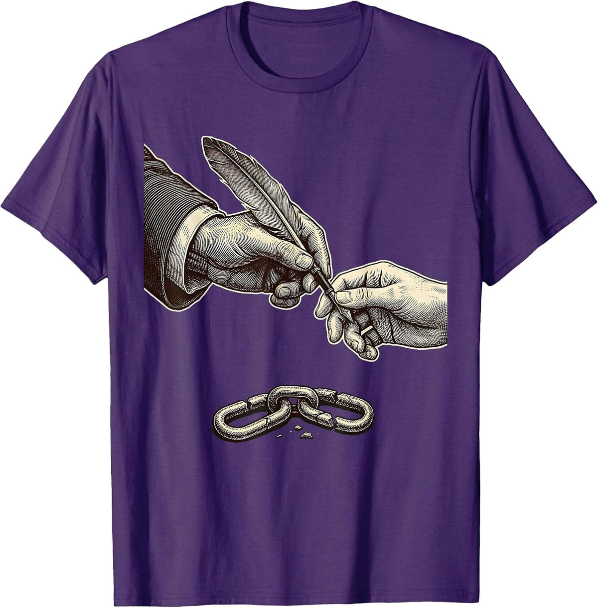 Men's Period Hand Passing Quill Abolitionist Black History Month T-Shirt - Purple