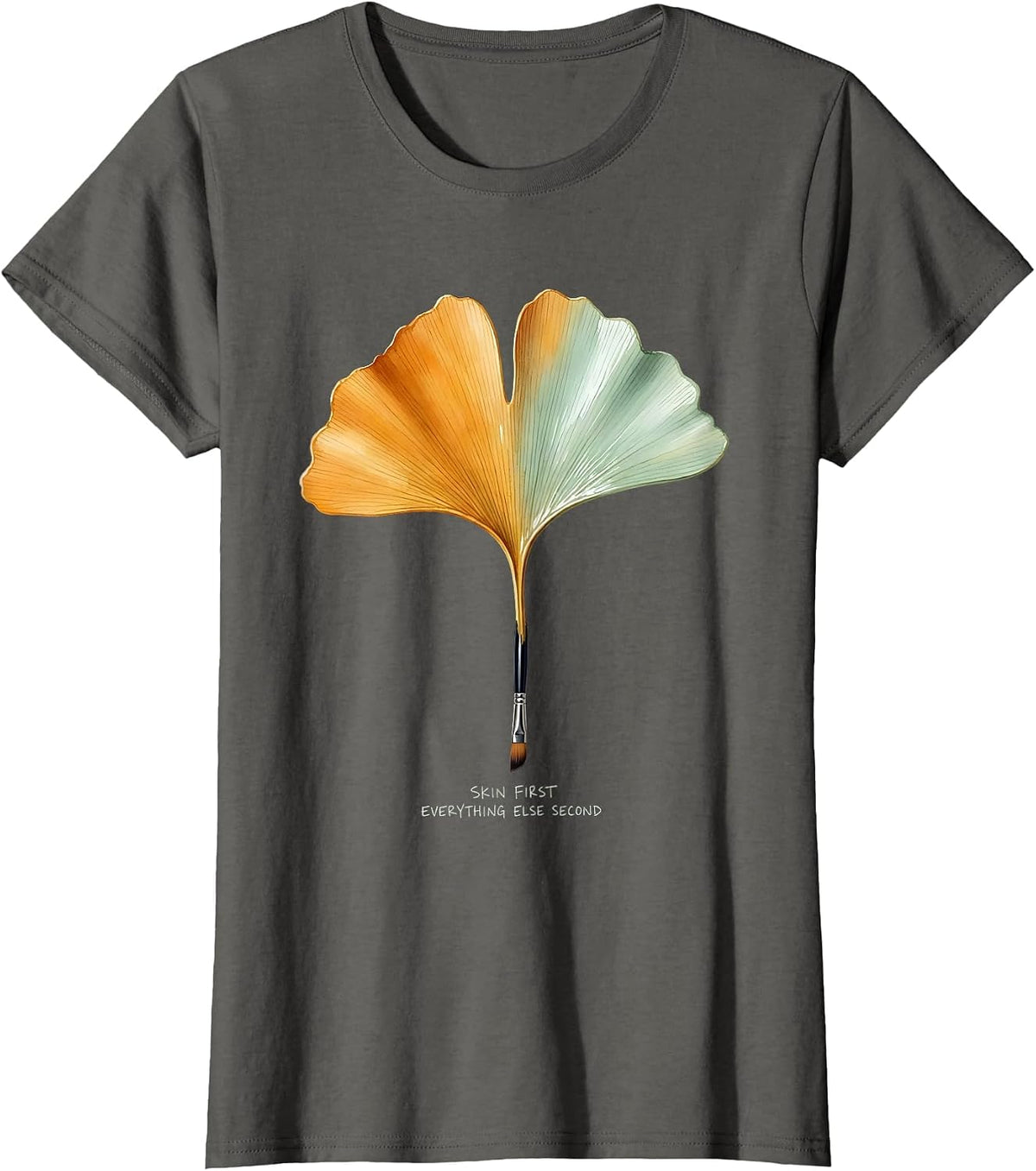Women's K-Beauty Glass Skin Fall Skincare Design T-Shirt - Asphalt Grey