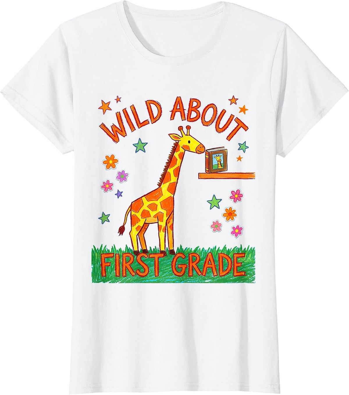 Wild About First Grade Naive Kidcore Teacher Back To School T-Shirt - White