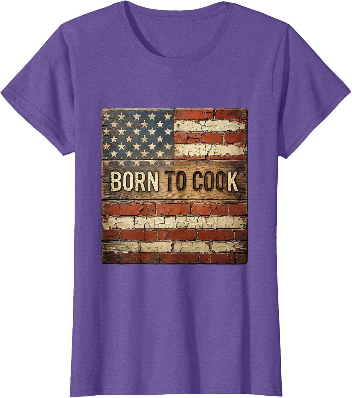 Born to Cook Chef Graphic Design T-Shirt - Purple Heather