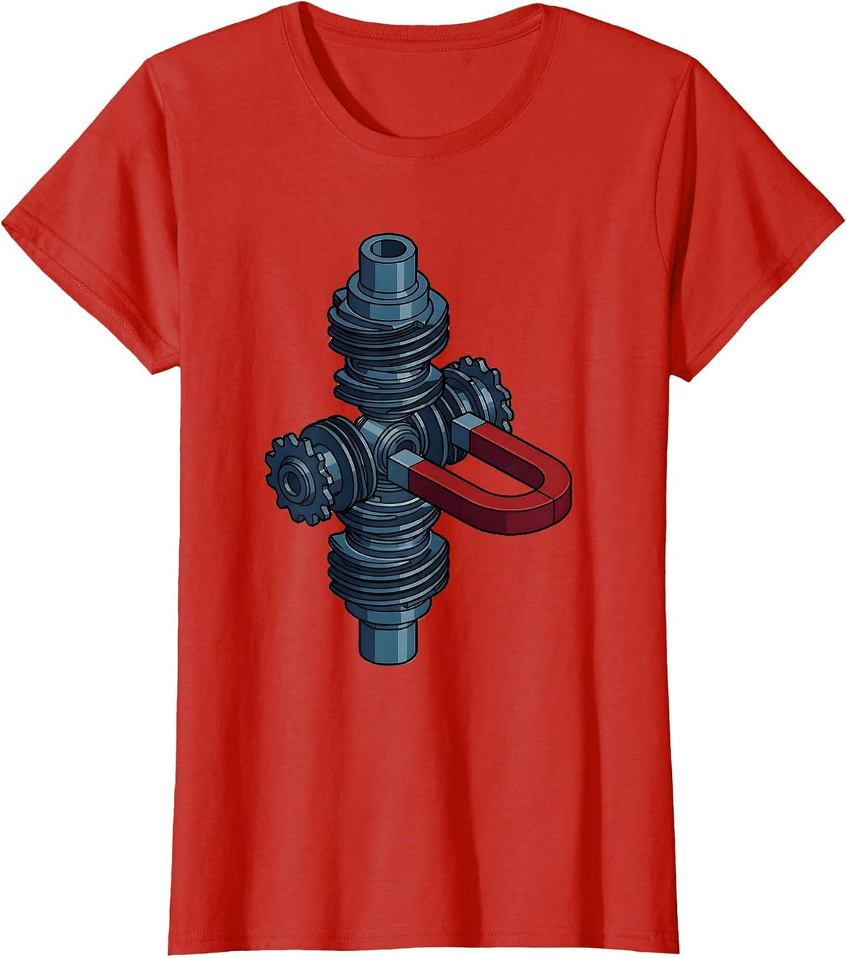 Women's Valley Forge Automotive Crankshaft Magnet Graphic T-Shirt - Red