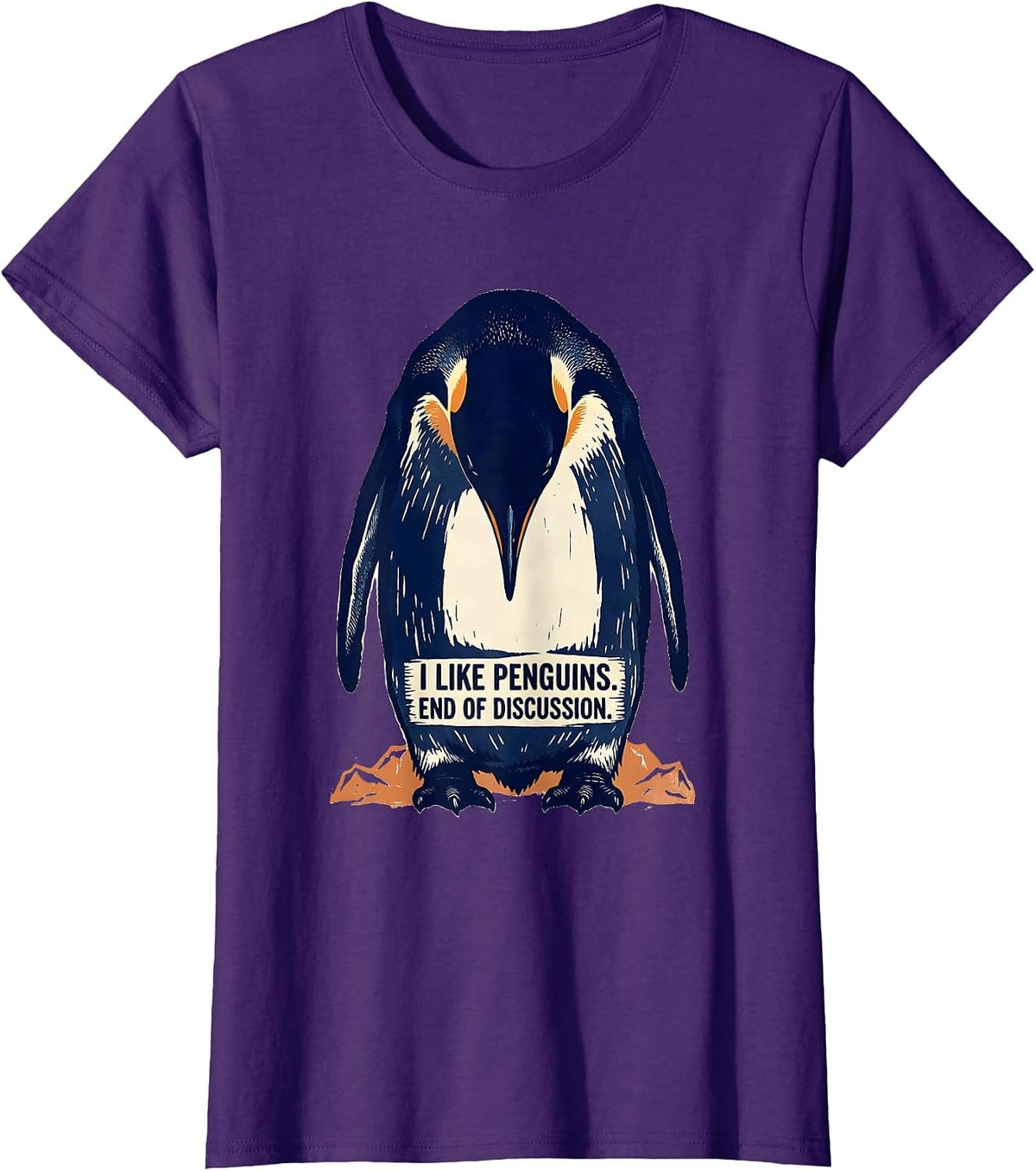 Women's I Like Penguins End Of Discussion Funny Penguin Lover Gift T-Shirt - Purple