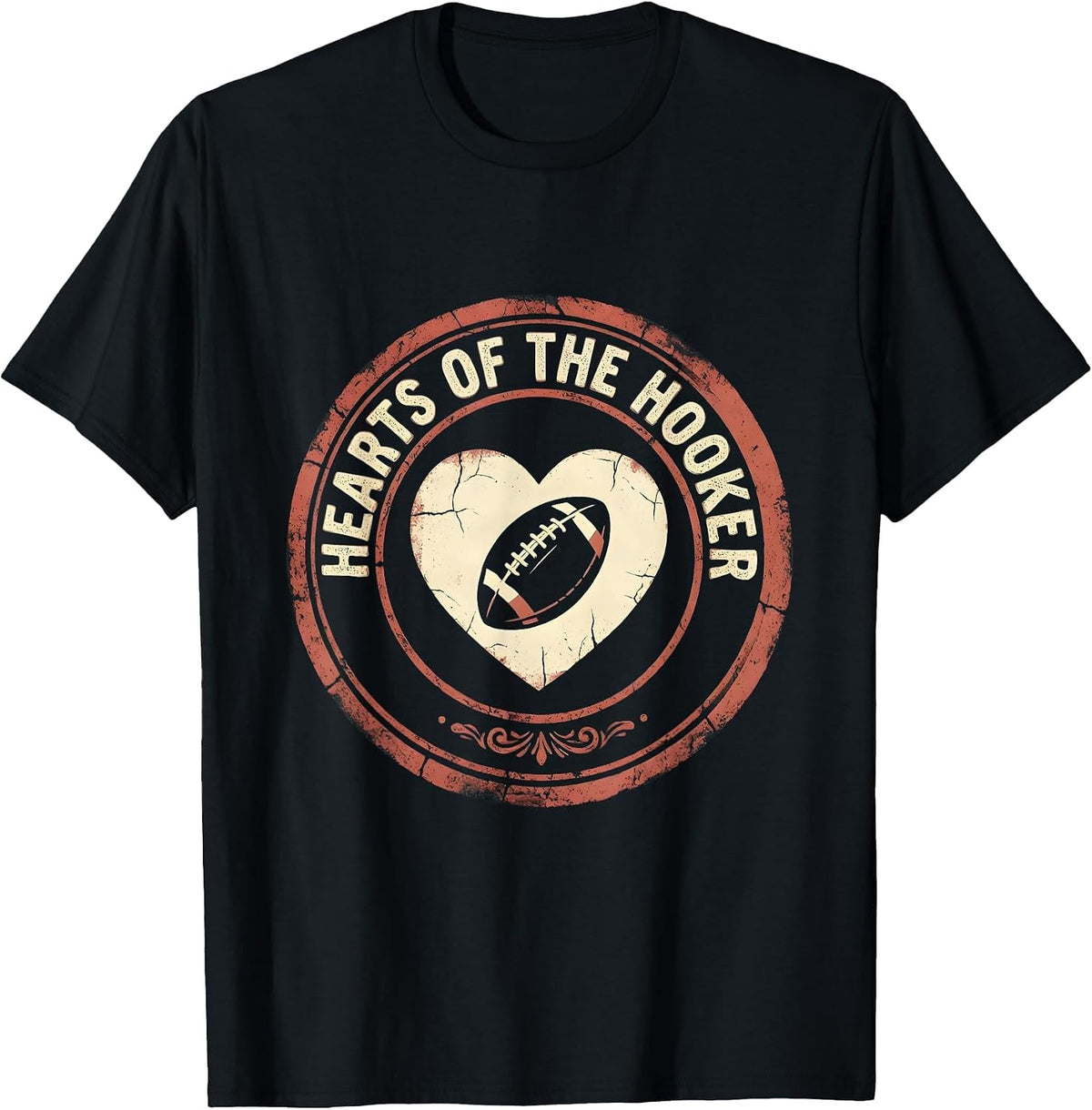 Men's Hearts of the Hooker Rugby Graphic Design T-Shirt - Black