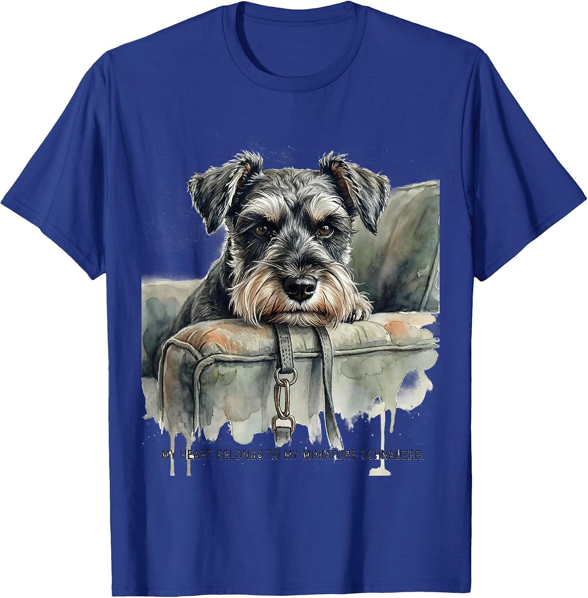 My Heart Belongs To My Miniature Schnauzer Dog Lover T-Shirt - Royal Blue