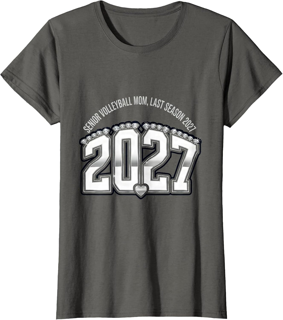 Women's Senior Volleyball Mom Last Season 2027 T-Shirt - Asphalt Grey