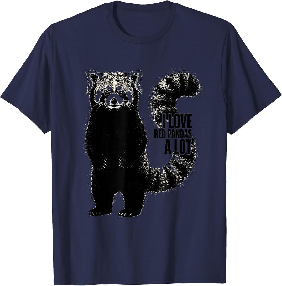 I Love Red Pandas A Lot Cute Red Panda Lover Animal Fan T-Shirt - Navy Blue