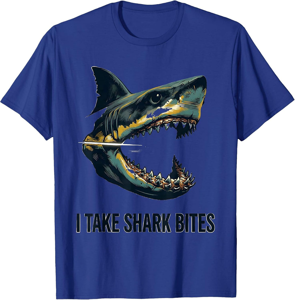 Men's I Take Shark Bites Funny Shark Lover Ocean Wildlife Humor T-Shirt - Royal Blue