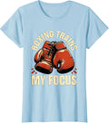 Women's Boxing Trains My Focus Vintage Athletic Boxing Fan Gift T-Shirt - Baby Blue