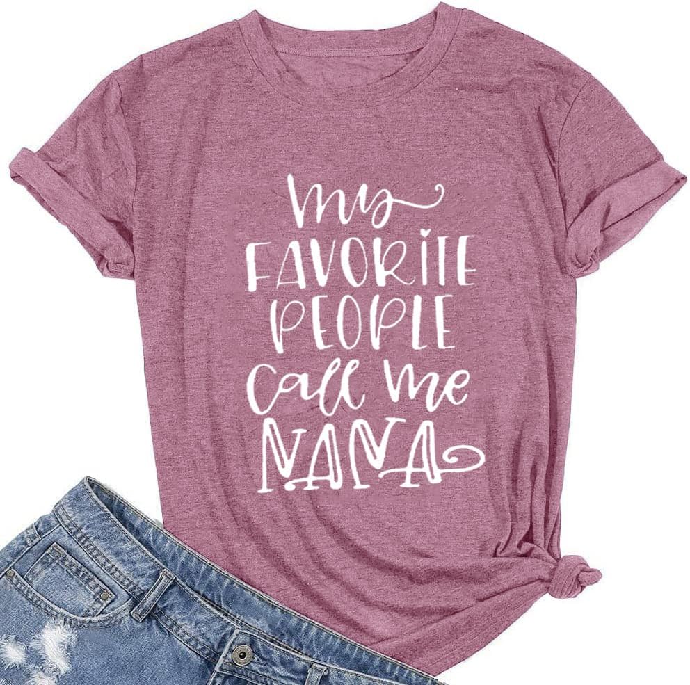 My Favorite People Call Me Nana T Shirts for Women Grandma Graphic Tee - Red
