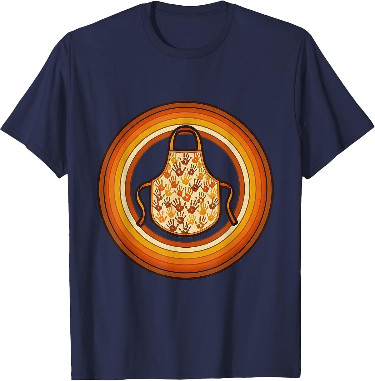 Preschool Teacher Apron Tiny Handprints Graphic T-Shirt - Navy Blue