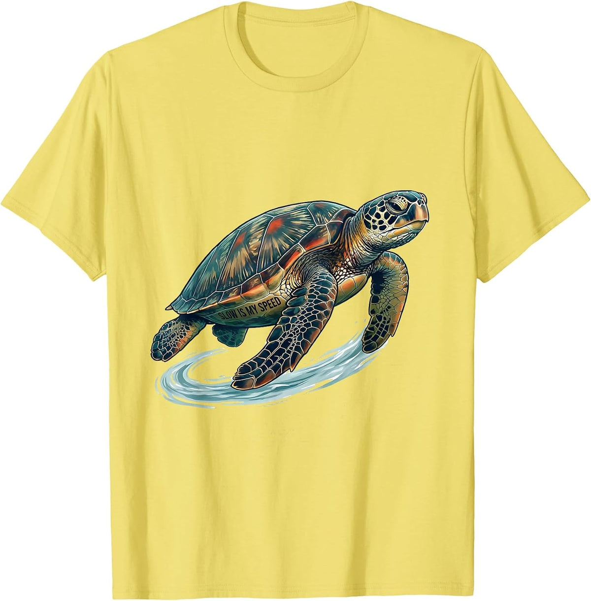 Men's Slow Is My Speed Cute Sea Turtle Ocean Animal Lover T-Shirt - Lemon Yellow