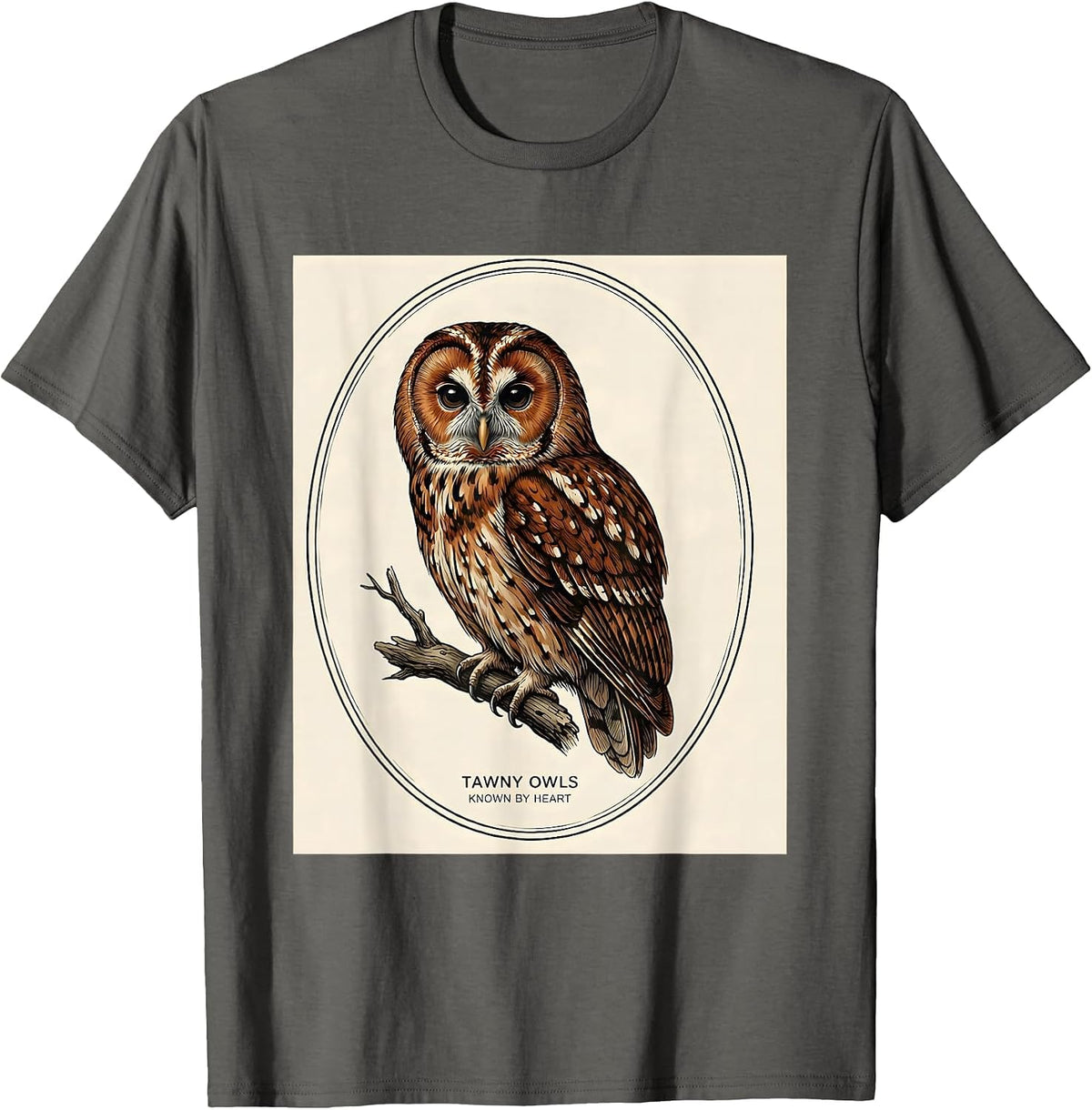 Tawny Owls Known By Heart Vintage Owl Lover Retro Humor T-Shirt - Asphalt Grey