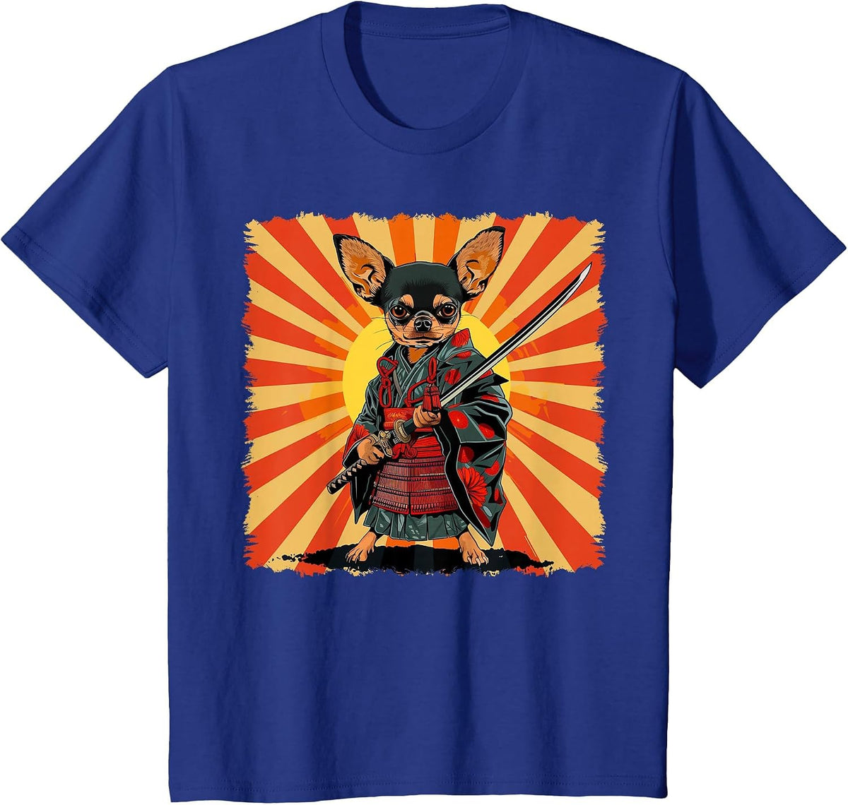 Chihuahua Dog Japanese Art Samurai Ukiyo-e T-Shirt - Royal Blue