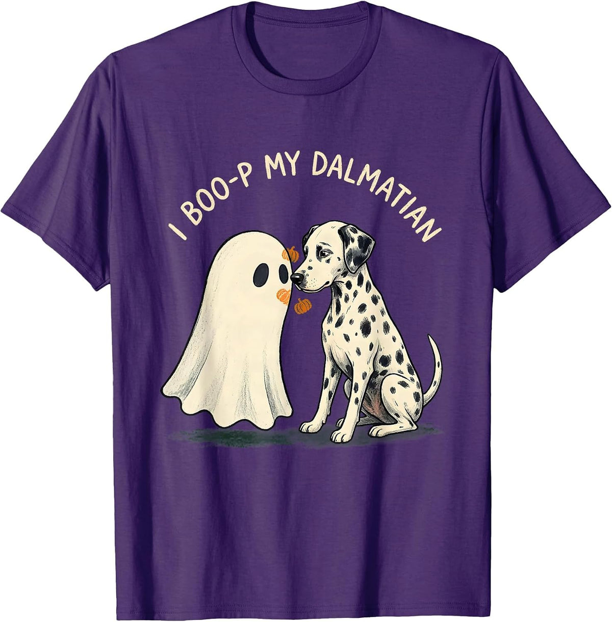 Men's I Boo-p My Dalmatian Funny Ghost Dog Mom Halloween Humor T-Shirt - Purple