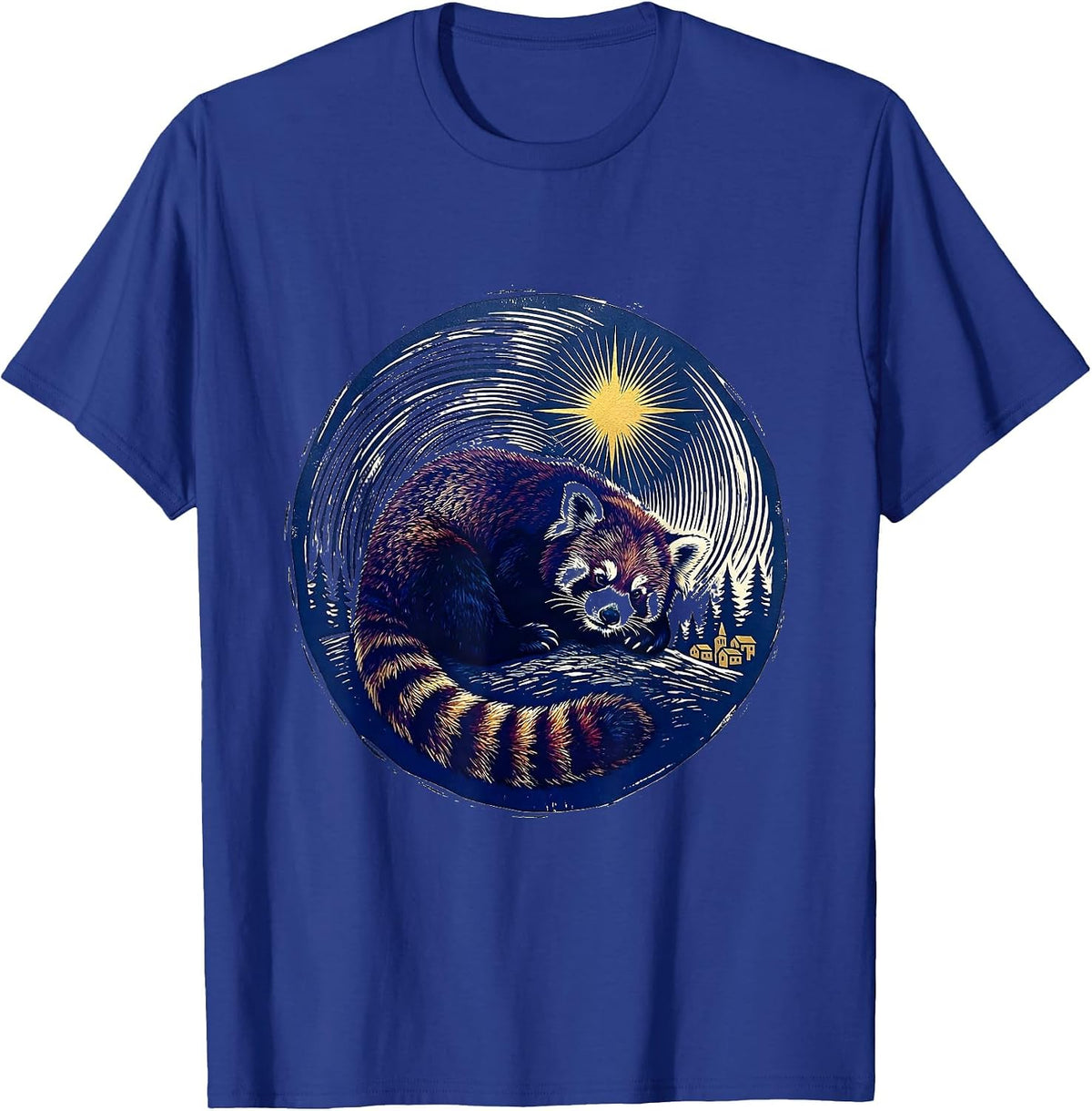 Men's Red Panda Starry Night Whimsical Art Lover Gift T-Shirt - Royal Blue