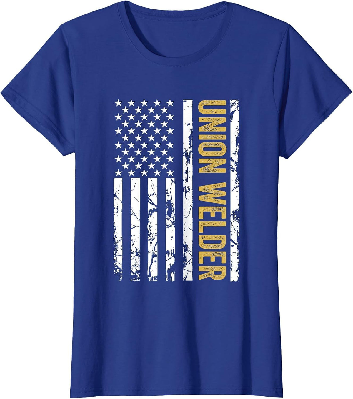 Union Welder USA American Flag Pro Union Workers Rights T-Shirt - Royal Blue