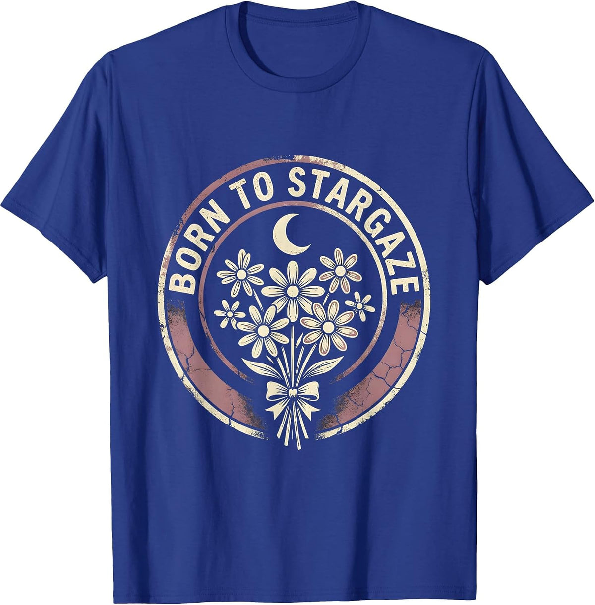 Born to Stargaze Astronomy Lover Design T-Shirt - Royal Blue
