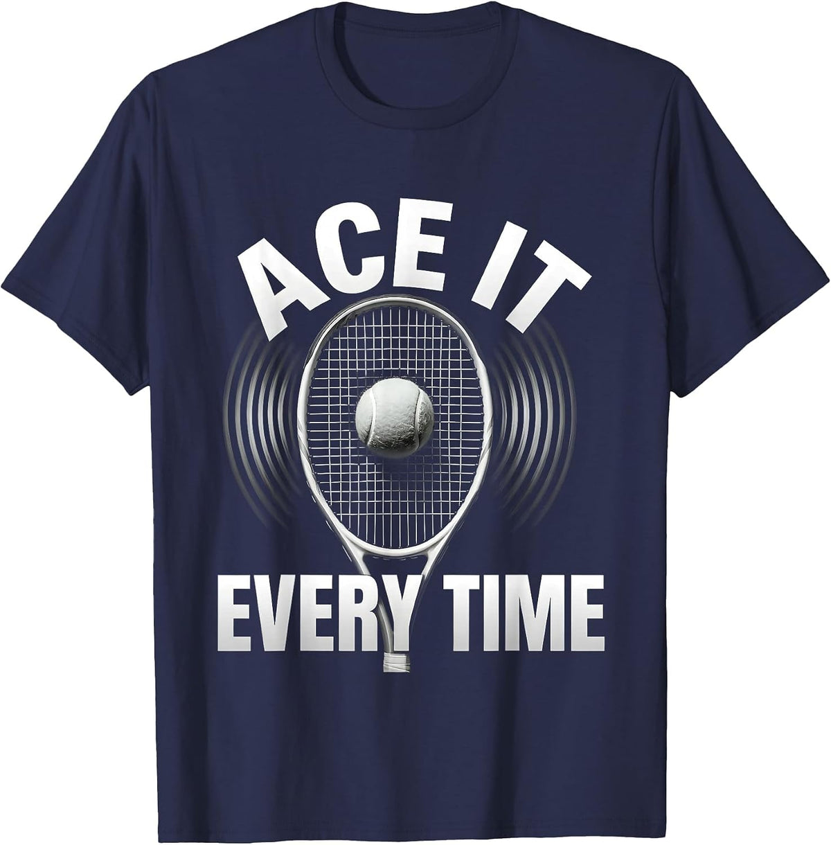Ace It Every Time Tennis Graphic Design T-Shirt - Navy Blue