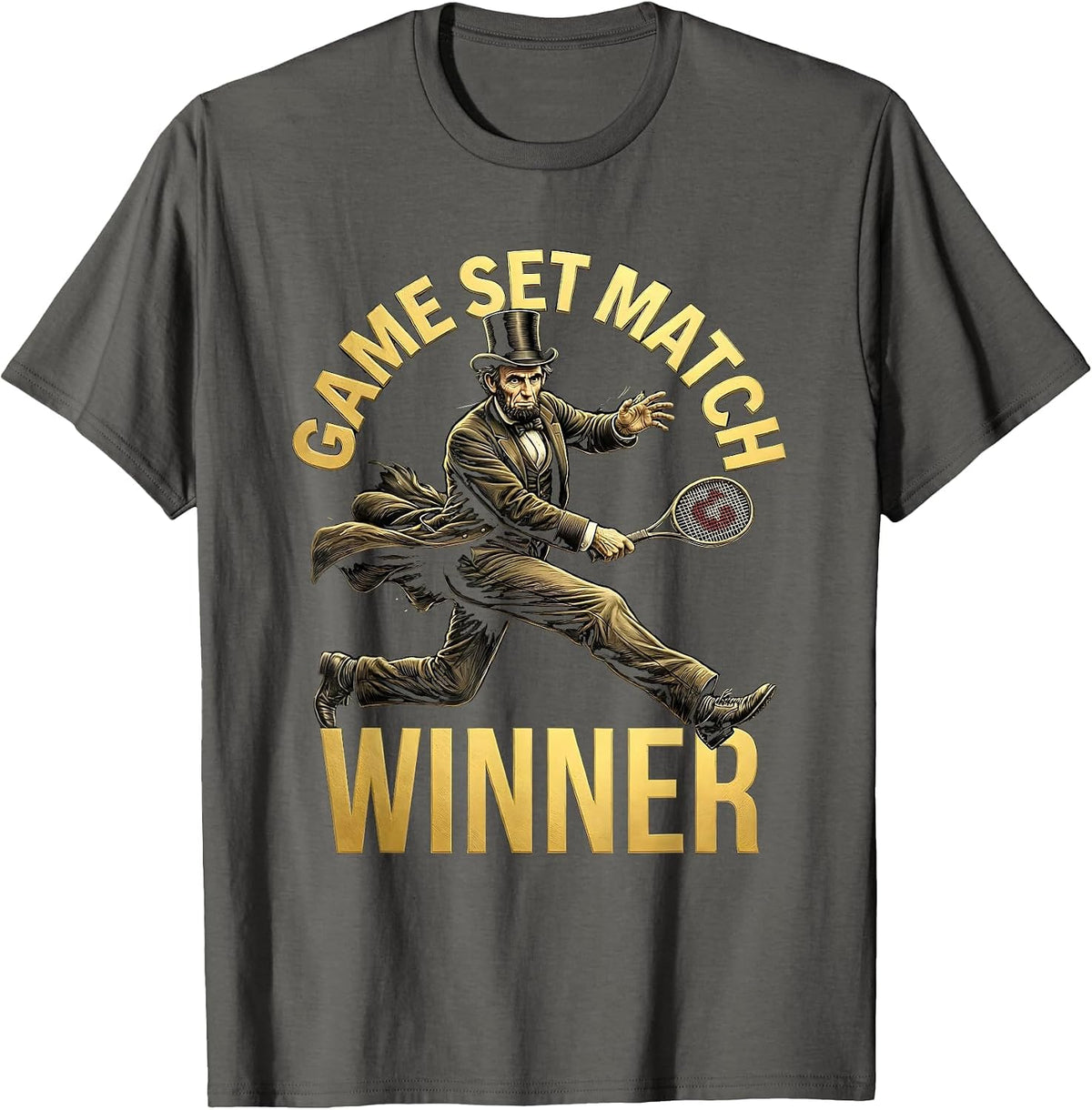 Game Set Match Winner Tennis Design T-Shirt - Asphalt Grey