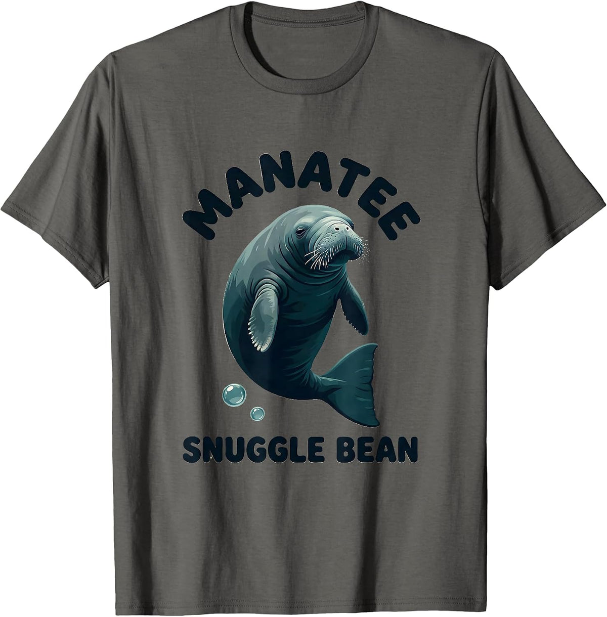 Manatee Snuggle Bean Funny Sea Animal Lover Gift T-Shirt - Asphalt Grey