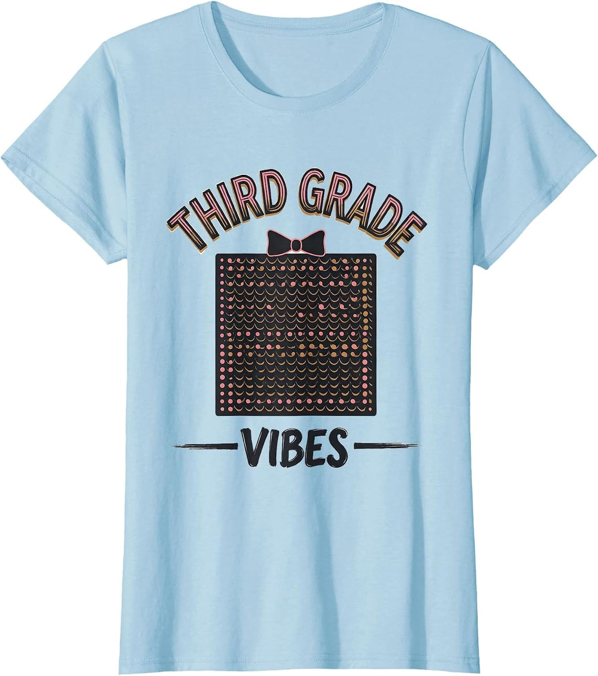 Third Grade Vibes Coquette Bow Back to School Girl Teacher T-Shirt - Baby Blue