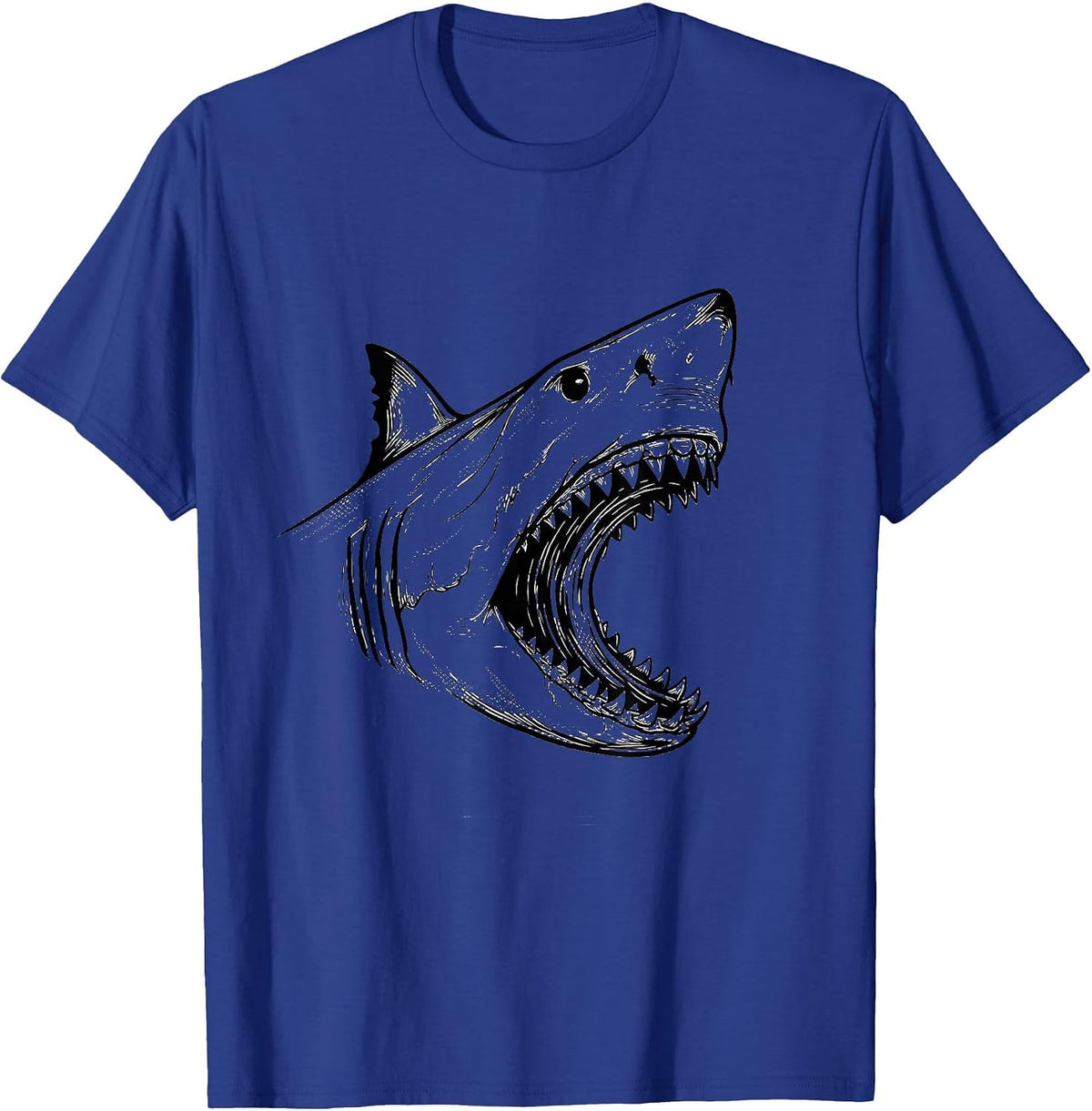 Men's Shark Jaw Line Art Funny Halloween Costume T-Shirt - Royal Blue