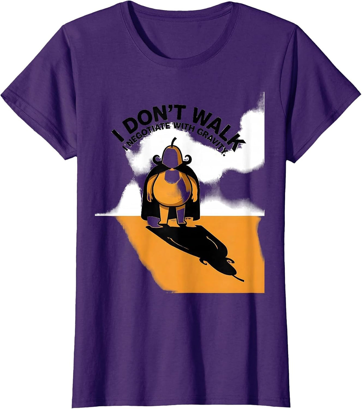 Women's I Don't Walk, I Negotiate With Gravity Funny Penguin Lover T-Shirt - Purple