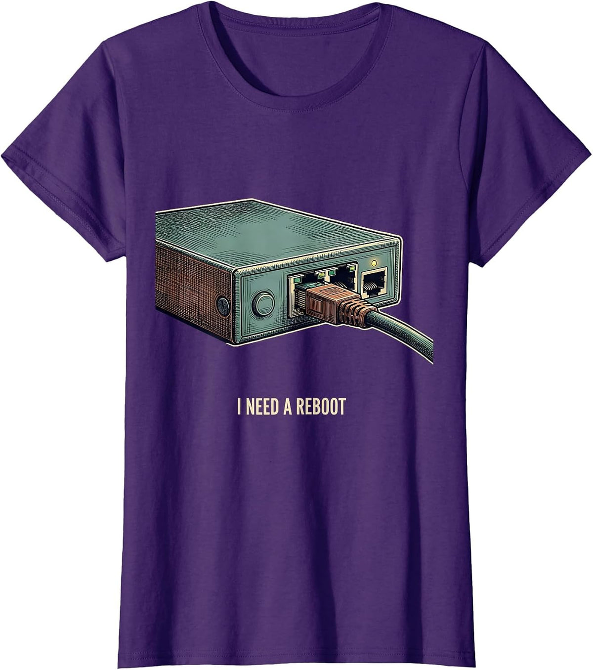 Women's I NEED A REBOOT Vintage Sarcastic Skilled Trades Tech Worker T-Shirt - Purple
