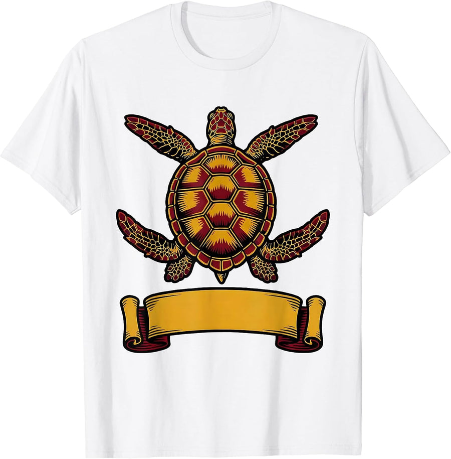 Men's Sea Turtle Tattoo Flash Animal Lover Beach Souvenir T-Shirt - White