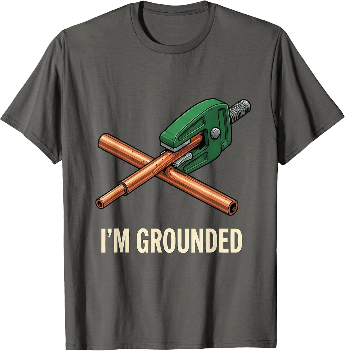 Men's I'm Grounded Funny Electrician Engineer Tech Worker Deadpan T-Shirt - Asphalt Grey