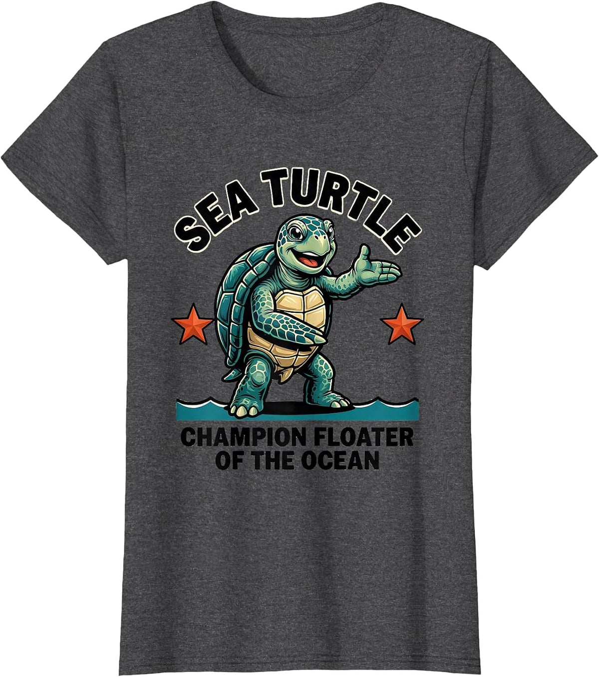 Women's Sea Turtle: Champion Floater of the Ocean Funny T-Shirt - Dark Heather Grey
