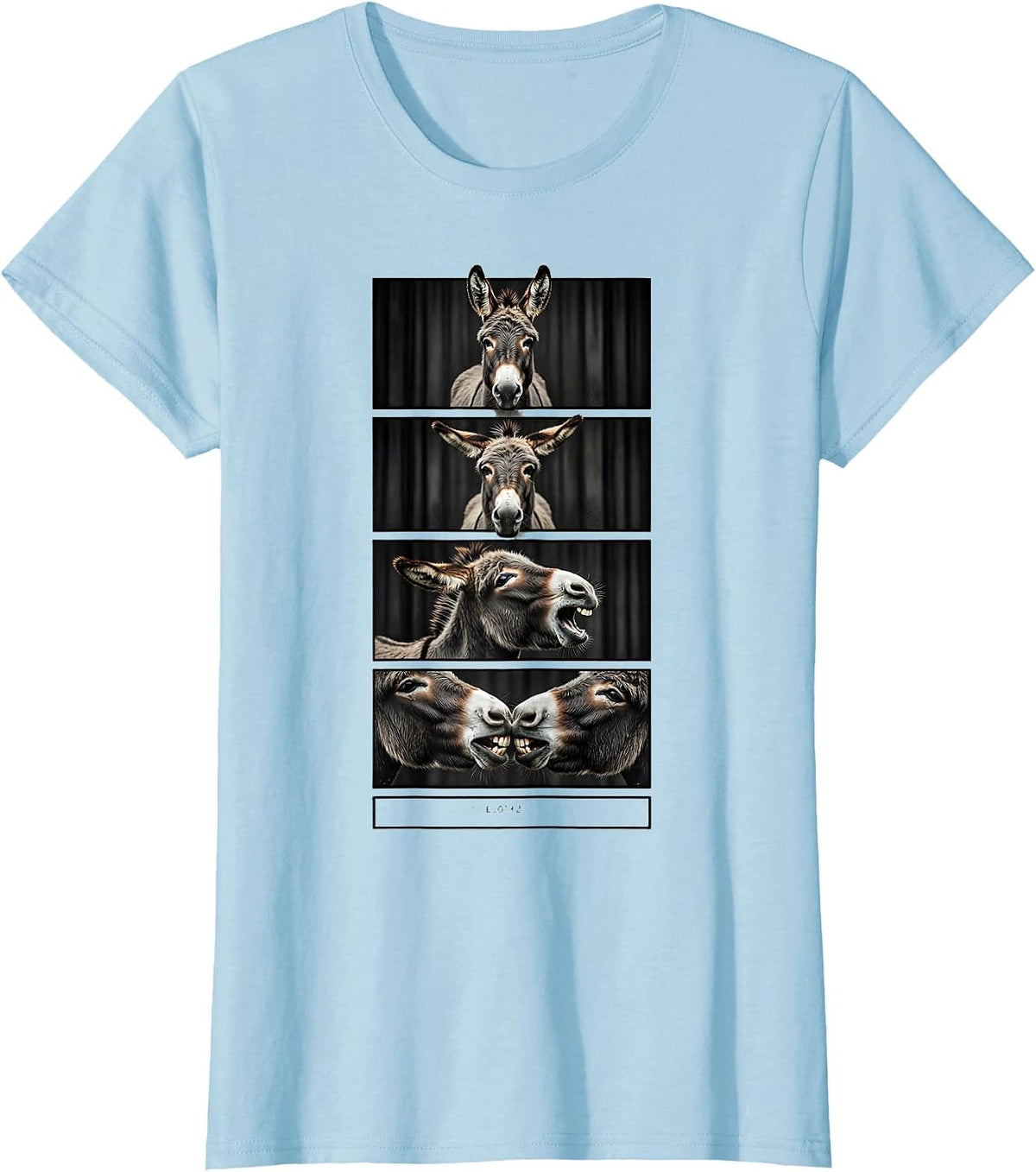 Women's BOOTH 2 Funny Donkey Photobooth Animal Lover Humor T-Shirt - Baby Blue