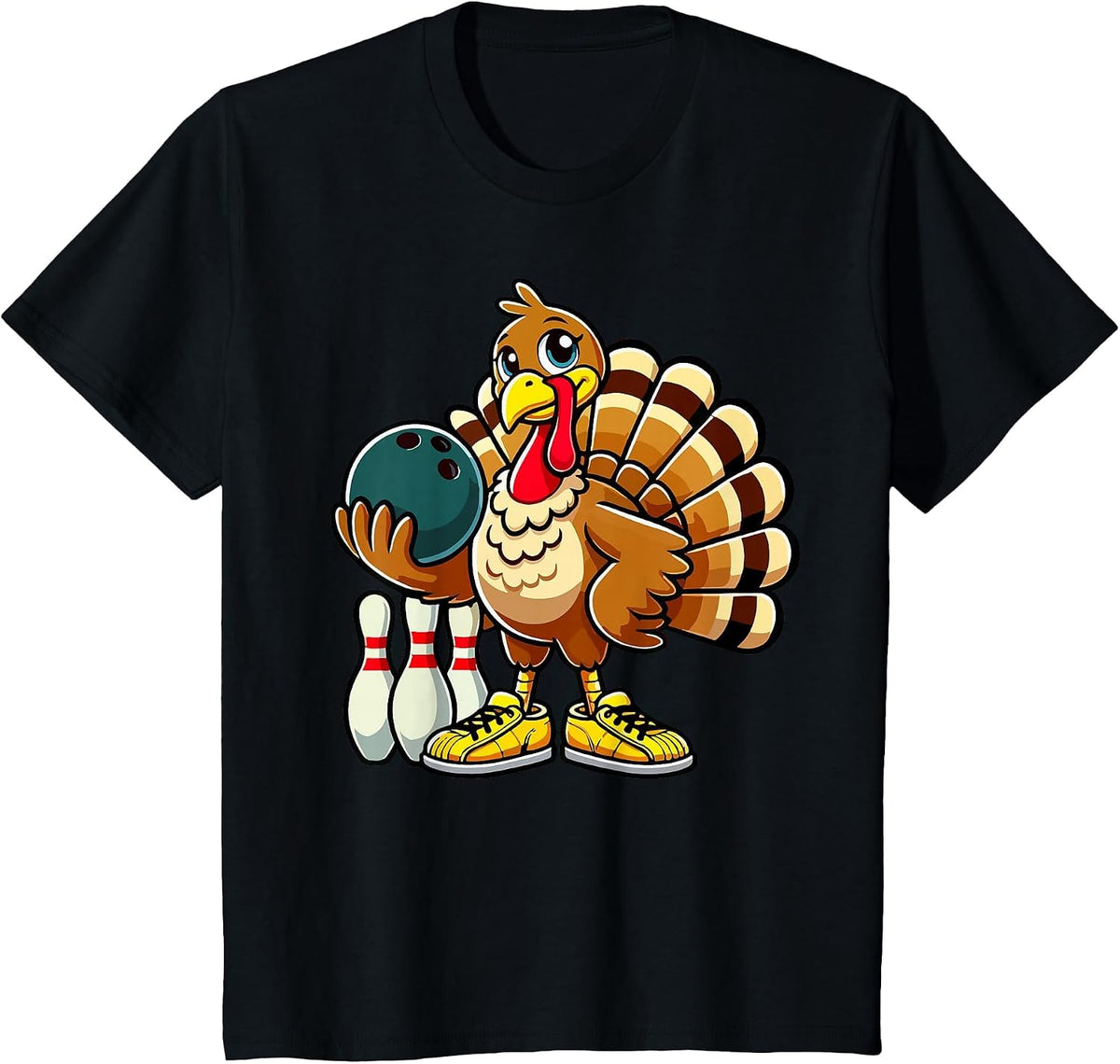 Thanksgiving Bowling Shirt Men Women Funny Turkey Bowling T-Shirt - Black