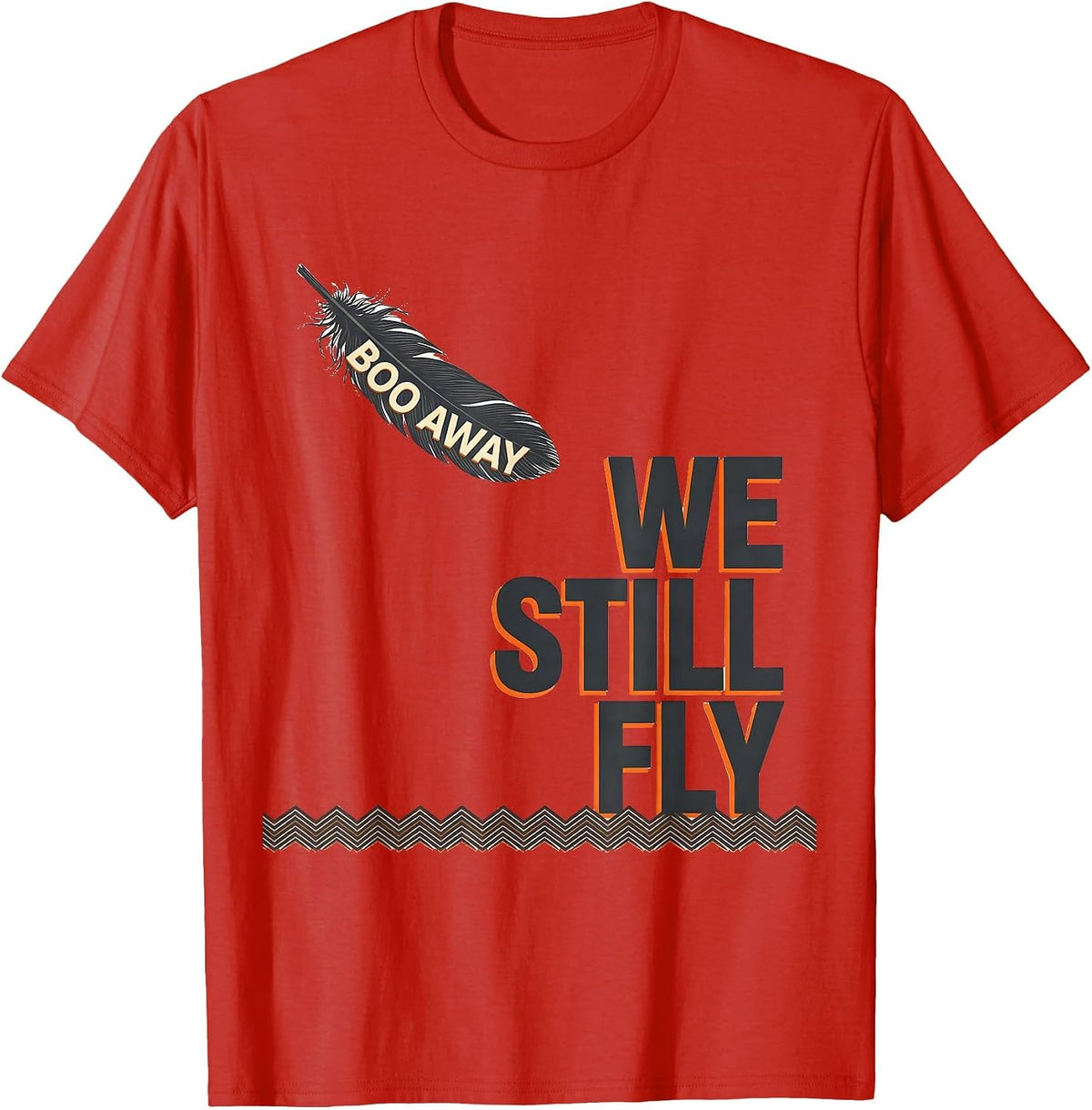Men's Boo Away We Still Fly Editorial Conceptual Bald Eagle Mascot T-Shirt - Red