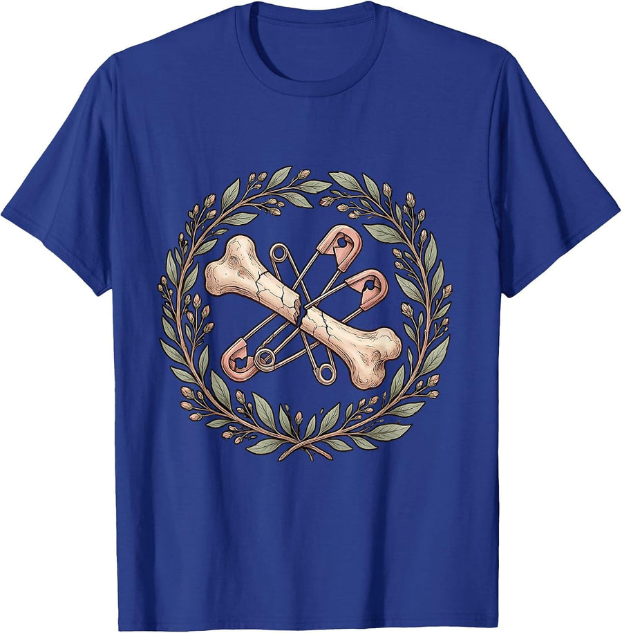 Broken Bone Safety Pin Graphic Everything Hurts T-Shirt - Royal Blue