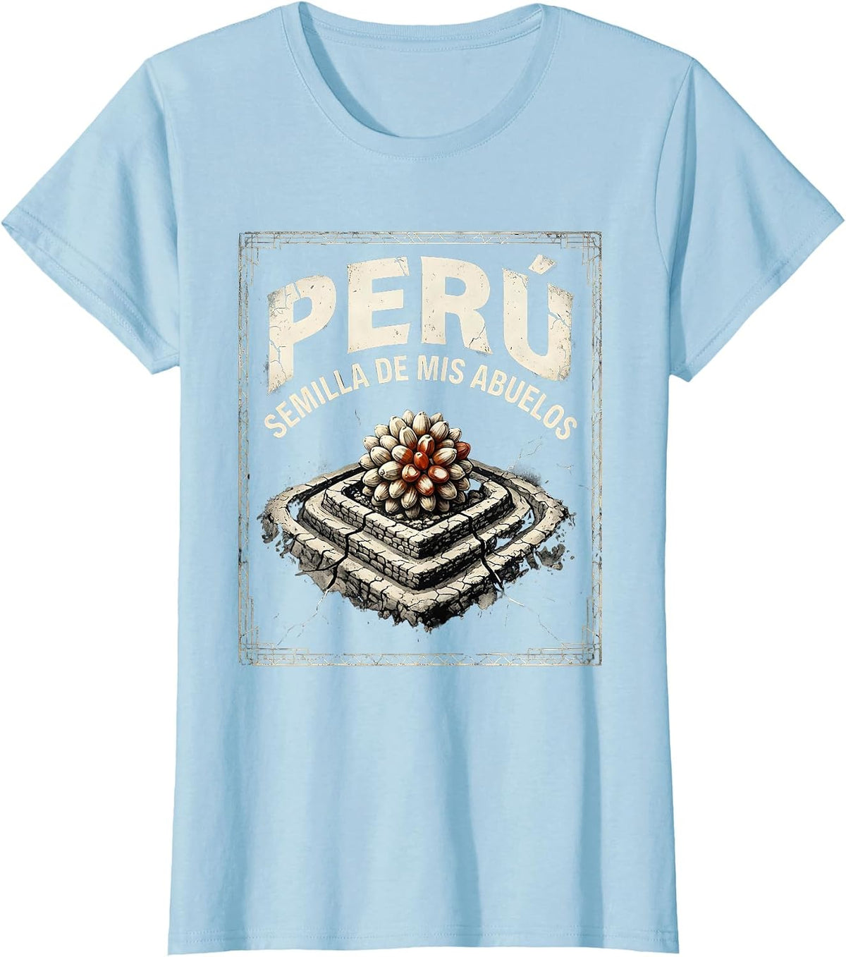 Women's Perú Semilla de mis Abuelos Distressed Peruvian Heritage T-Shirt - Baby Blue