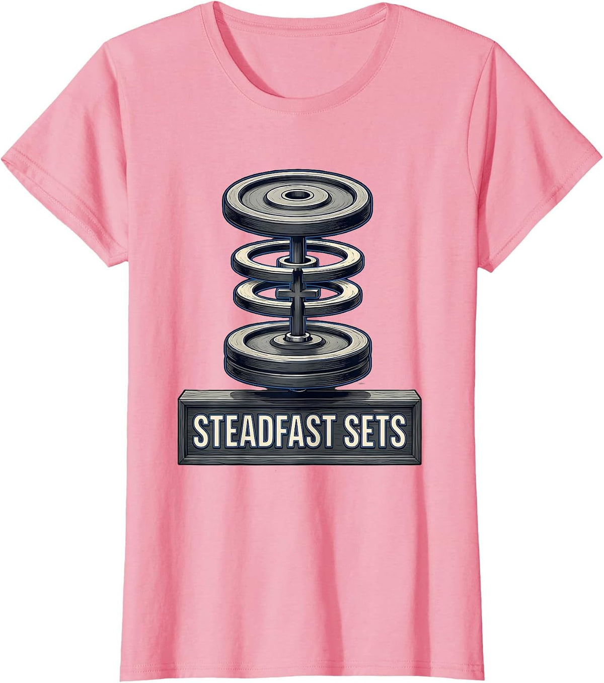 Women's Steadfast Sets Faith Fitness Funny Gym Christian T-Shirt - Pink