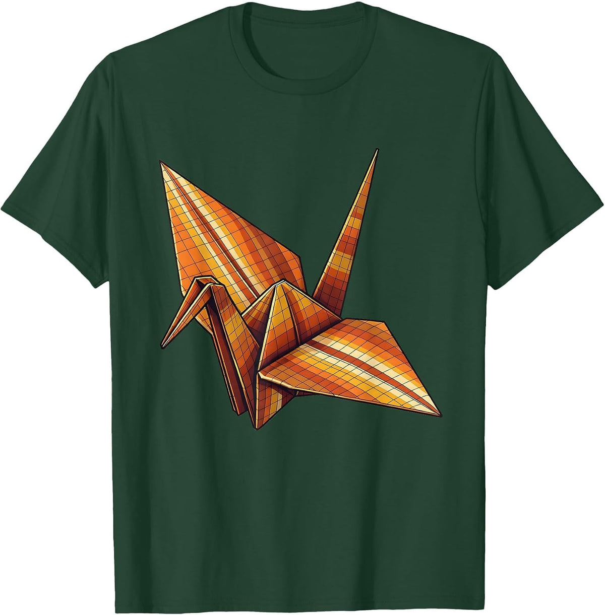 Origami Crane Graph Paper Math Teacher Design T-Shirt - Dark Green