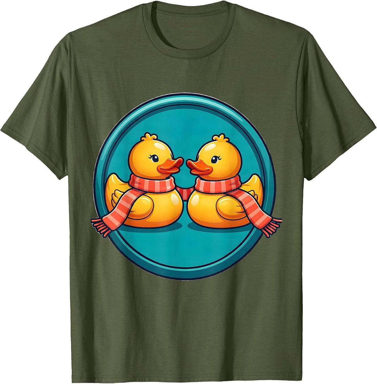Sealed Bath Toy Ducks Badge Funny Christmas Duck Lover T-Shirt - Olive Green