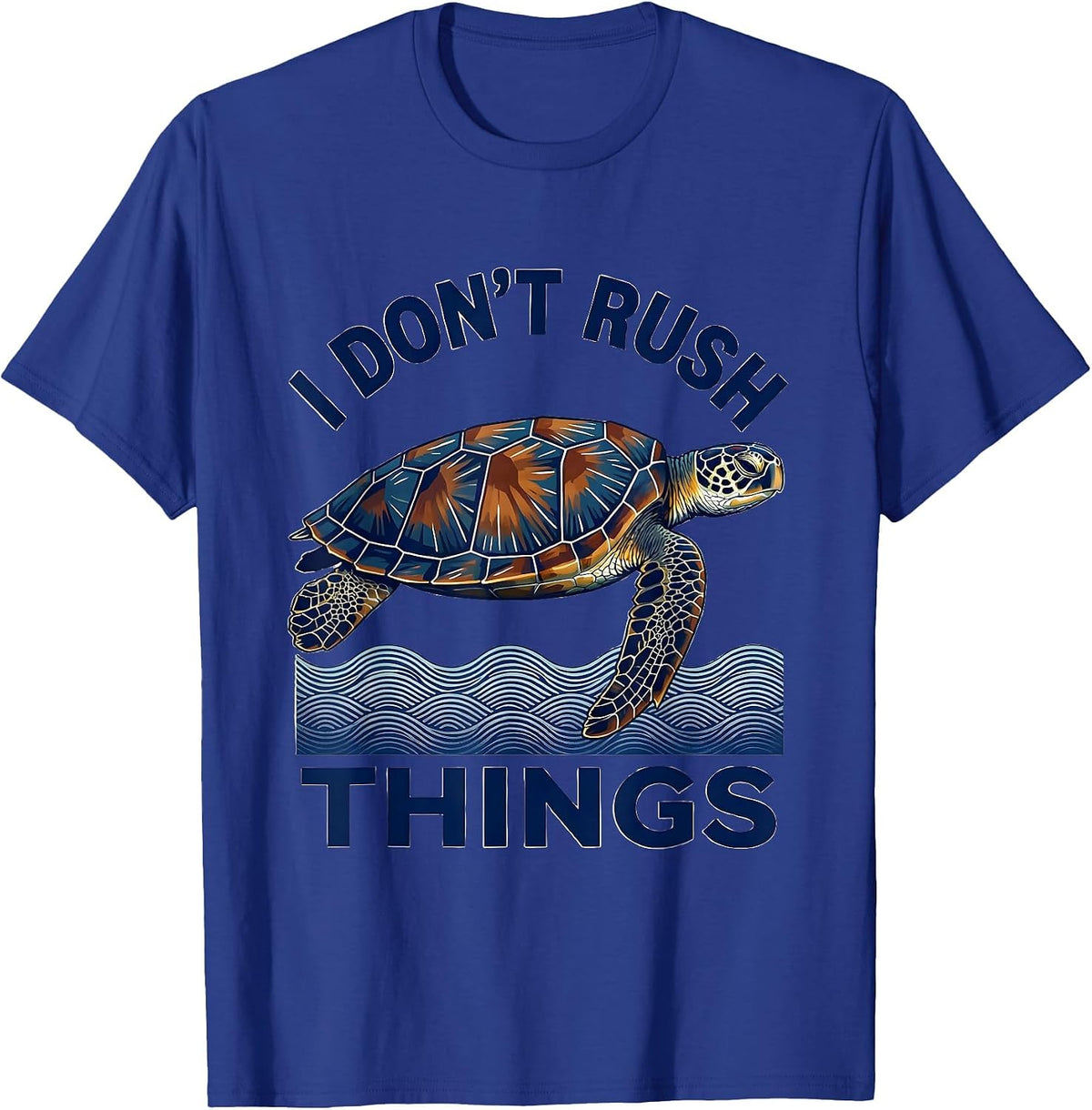 Men's I Don't Rush Things Ukiyo-e Sea Turtle Lover Animal Humor T-Shirt - Royal Blue