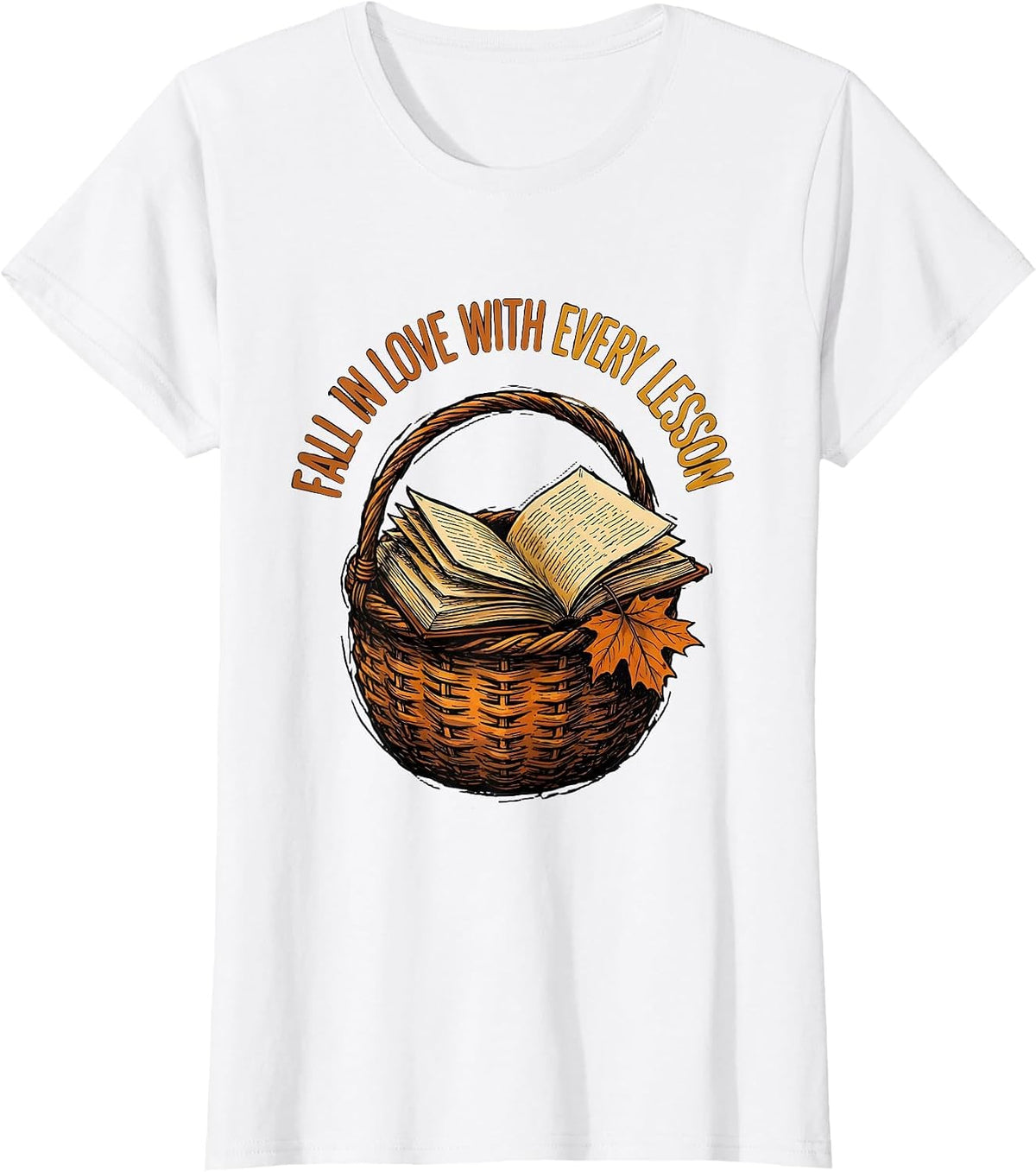 Women's Fall In Love With Every Lesson Autumn Teacher Preschool T-Shirt - White
