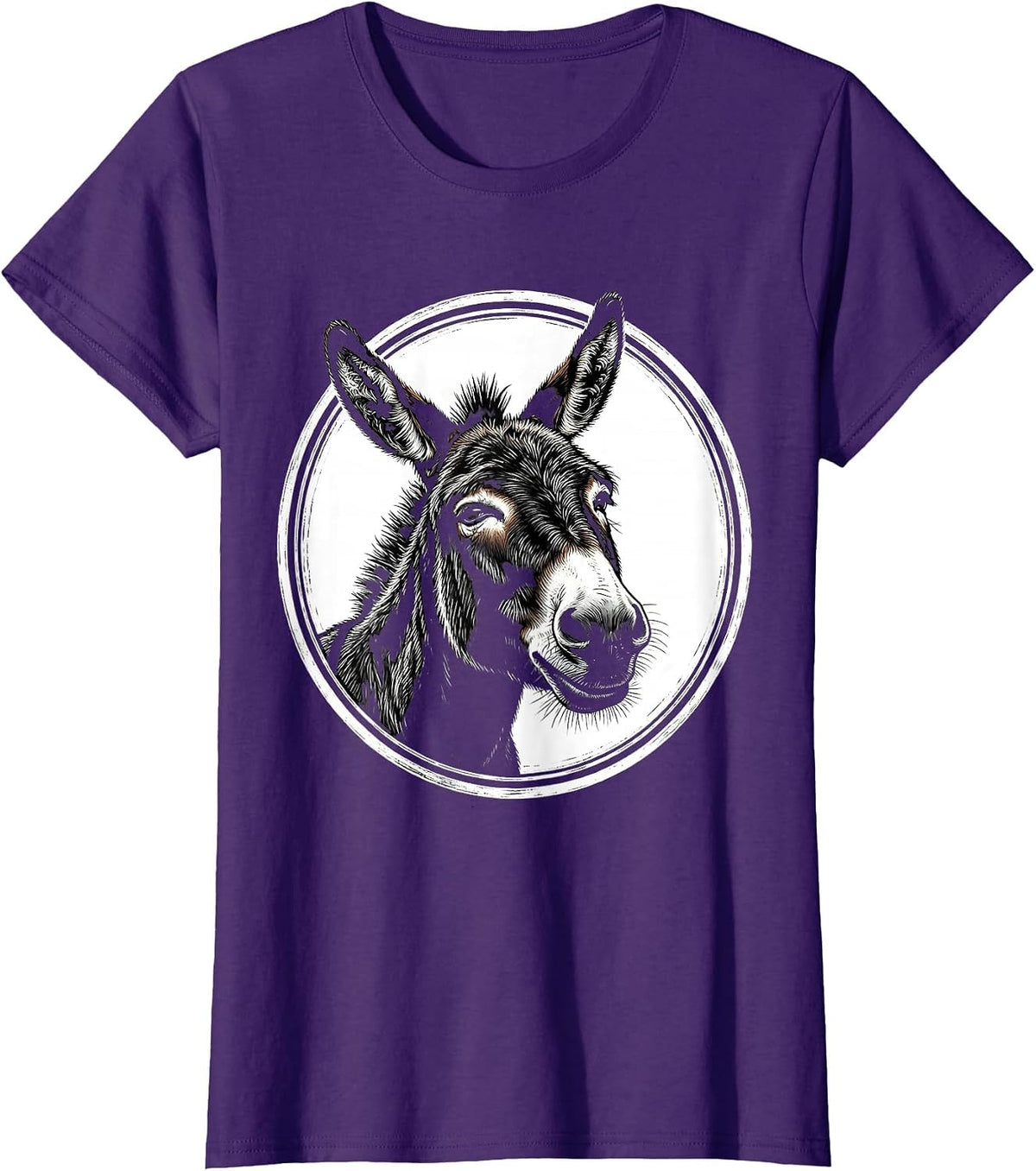 Women's Donkey Face Scratchboard Funny Farm Animal Lover T-Shirt - Purple