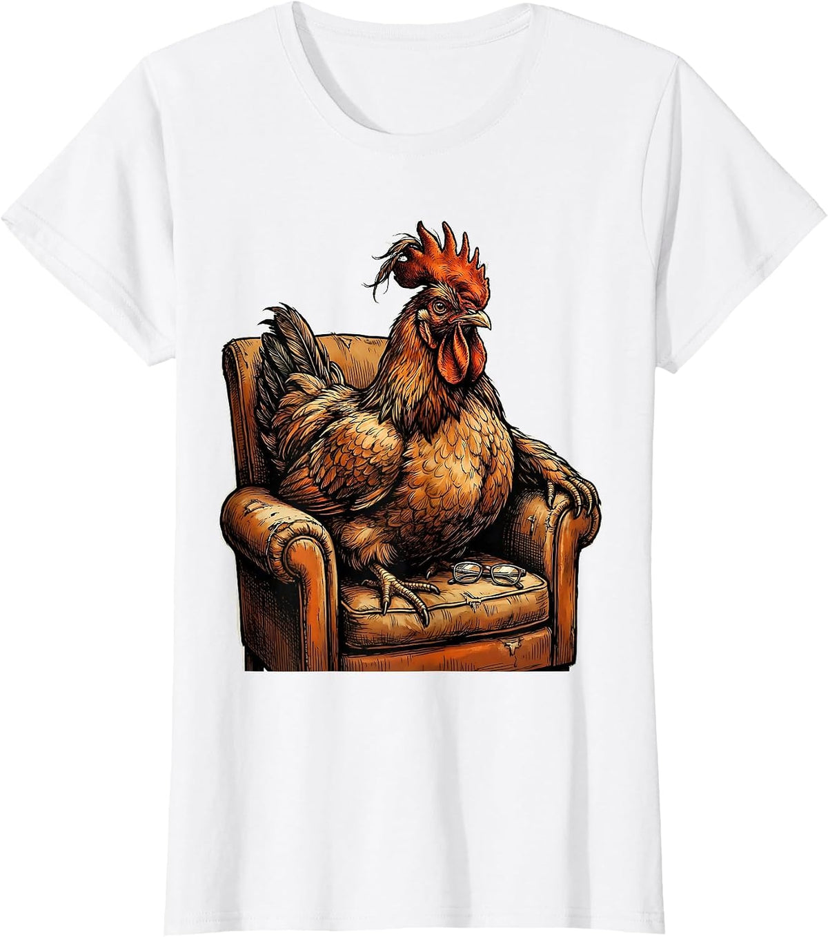 Puffed Hen Funny Chicken Lover Farm Animal Humor T-Shirt - White