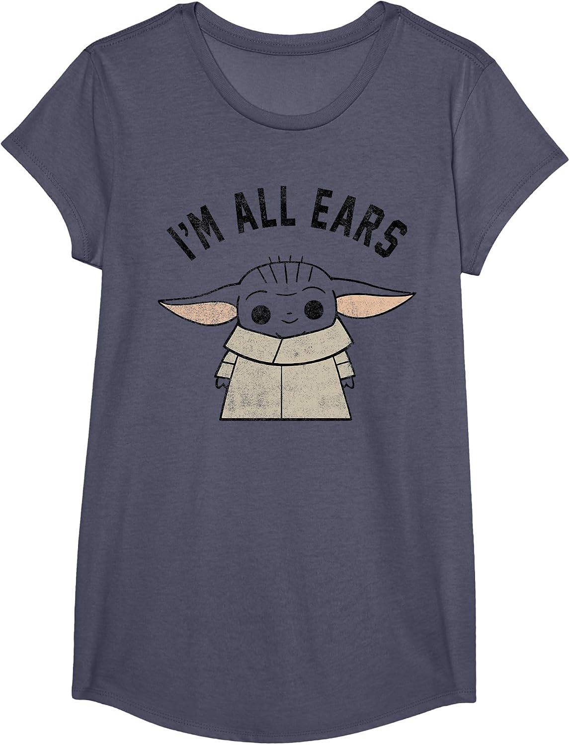 Star Wars The Mandalorian The Child I'm All Ears Outline T-Shirt - Girls Heather Blue